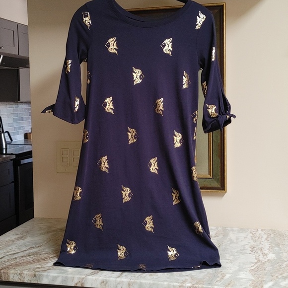 Lilly Pulitzer Dresses & Skirts - Lilly Pulitzer Navy Knit Gold Fish Dress Size XXS